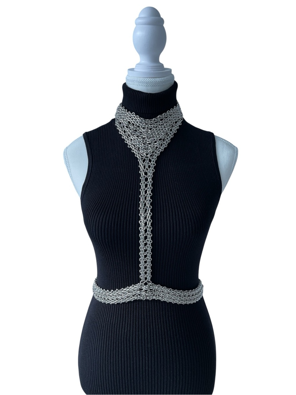 BCBGMaxAzria Silver Chain Body Harness Necklace NWT